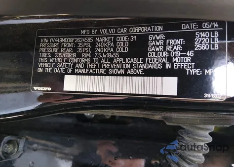 2015 Volvo Xc60 T6 Platinum из США, поврежденный, VIN YV449MDD8F2624585